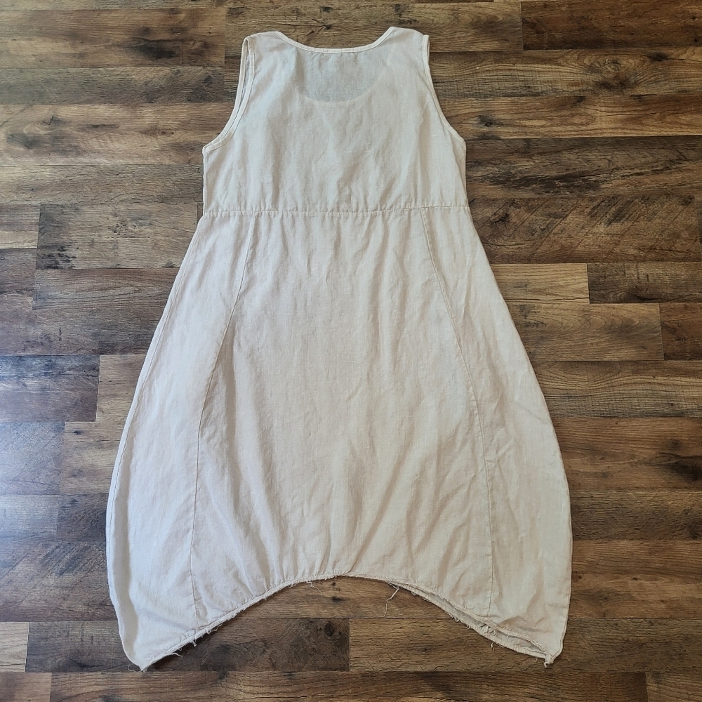 Rosemarine Made in Italy 100% Linen White Bubble Hem Dress With Pockets Size L - Picture 7 of 7